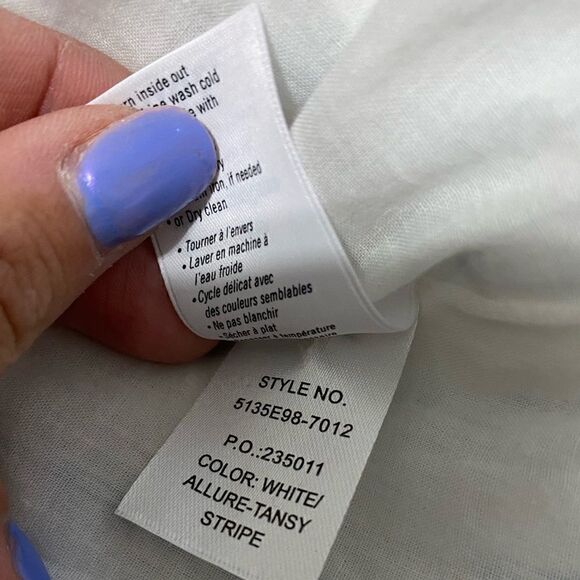 PAIGE Ari White and Light Blue Cotton Dress large - Picture 10 of 11